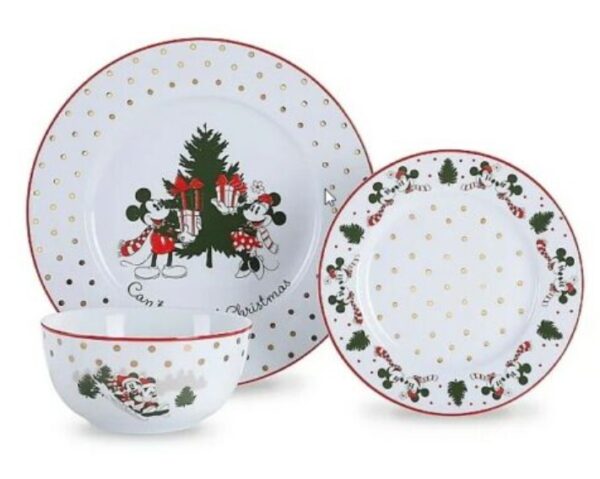 Bowl plate and side plate sample of the Christmas Mickey and Minnie mouse dinner set